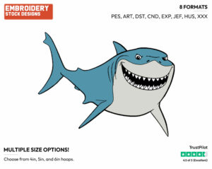 Bruce - Disney's Finding Nemo - Embroidery Design in 3 sizes & 8 formats
