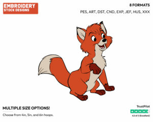 Young Tod - Disney's The Fox and the Hound - Embroidery Design in 3 sizes & 8 formats