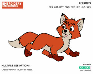 Tod - Disney's The Fox and the Hound - Embroidery Design in 3 sizes & 8 formats