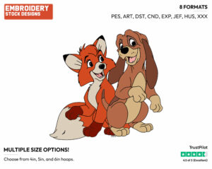 Tod, Copper - Disney's The Fox and the Hound - Embroidery Design in 3 sizes & 8 formats
