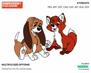 Tod, Copper - Disney's The Fox and the Hound - Embroidery Design in 3 sizes & 8 formats