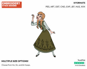 Anna - Disney's Frozen - Embroidery Design in 3 sizes & 8 formats