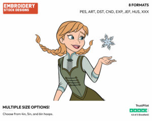 Anna, Snowflake - Disney's Frozen - Embroidery Design in 3 sizes & 8 formats