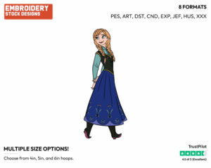 Anna Smiling With Her Hands Behind Her Back - Disney's Frozen - Embroidery Design in 3 sizes & 8 formats
