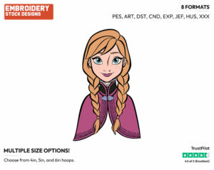 Anna - Disney's Frozen - Embroidery Design in 3 sizes & 8 formats