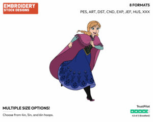 Anna Running - Disney's Frozen - Embroidery Design in 3 sizes & 8 formats