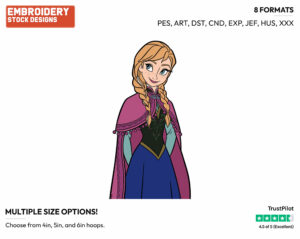 Anna - Disney's Frozen - Embroidery Design in 3 sizes & 8 formats