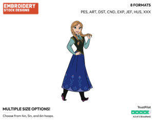 Anna Posing - Disney's Frozen - Embroidery Design in 3 sizes & 8 formats