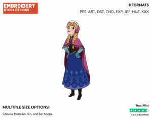 Anna With Hands On Hips - Disney's Frozen - Embroidery Design in 3 sizes & 8 formats