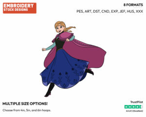 Anna Leaping Happily - Disney's Frozen - Embroidery Design in 3 sizes & 8 formats