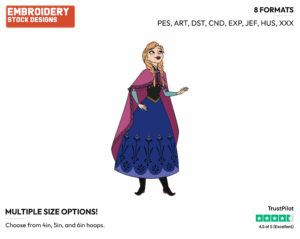 Anna Looking Up In Wonder - Disney's Frozen - Embroidery Design in 3 sizes & 8 formats