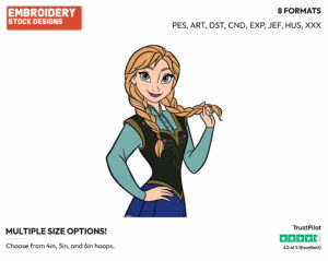 Anna Holding Up One Of Her Braids - Disney's Frozen - Embroidery Design in 3 sizes & 8 formats