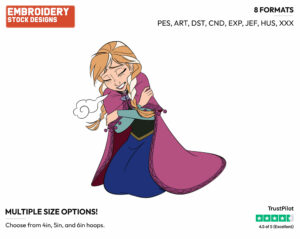 Anna Freezing - Disney's Frozen - Embroidery Design in 3 sizes & 8 formats
