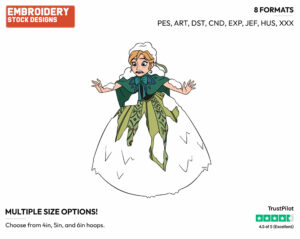 Anna Covered In Snow - Disney's Frozen - Embroidery Design in 3 sizes & 8 formats