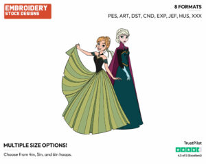 Anna, Elsa - Disney's Frozen - Embroidery Design in 3 sizes & 8 formats
