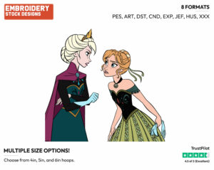 Anna, Elsa Arguing - Disney's Frozen - Embroidery Design in 3 sizes & 8 formats