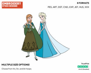 Anna, Elsa - Disney's Frozen - Embroidery Design in 3 sizes & 8 formats