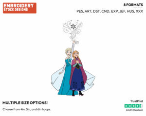 Elsa, Anna - Disney's Frozen - Embroidery Design in 3 sizes & 8 formats