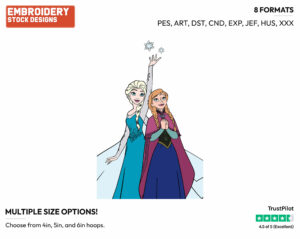 Anna, Elsa - Disney's Frozen - Embroidery Design in 3 sizes & 8 formats