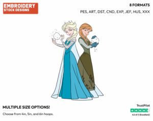 Anna, Elsa Snowballs - Disney's Frozen - Embroidery Design in 3 sizes & 8 formats