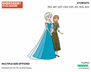Anna, Elsa - Disney's Frozen - Embroidery Design in 3 sizes & 8 formats