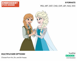 Anna, Elsa - Disney's Frozen - Embroidery Design in 3 sizes & 8 formats