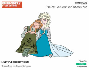 Anna, Elsa - Disney's Frozen - Embroidery Design in 3 sizes & 8 formats