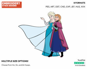 Anna, Elsa - Disney's Frozen - Embroidery Design in 3 sizes & 8 formats