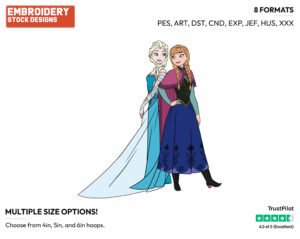 Anna, Elsa - Disney's Frozen - Embroidery Design in 3 sizes & 8 formats