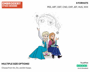 Elsa, Anna - Disney's Frozen - Embroidery Design in 3 sizes & 8 formats