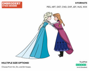 Anna, Elsa - Disney's Frozen - Embroidery Design in 3 sizes & 8 formats