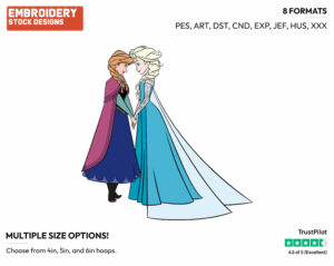 Anna, Elsa - Disney's Frozen - Embroidery Design in 3 sizes & 8 formats
