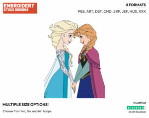 Anna, Elsa - Disney's Frozen - Embroidery Design in 3 sizes & 8 formats