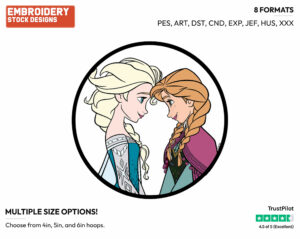 Anna, Elsa - Disney's Frozen - Embroidery Design in 3 sizes & 8 formats
