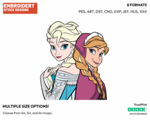 Anna, Elsa - Disney's Frozen - Embroidery Design in 3 sizes & 8 formats