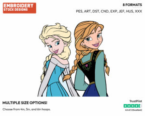 Anna, Elsa - Disney's Frozen - Embroidery Design in 3 sizes & 8 formats