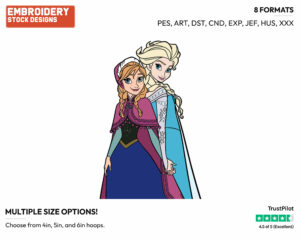Anna, Elsa - Disney's Frozen - Embroidery Design in 3 sizes & 8 formats