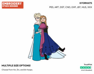 Anna, Elsa - Disney's Frozen - Embroidery Design in 3 sizes & 8 formats