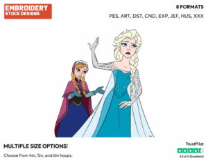Anna, Elsa Arguing - Disney's Frozen - Embroidery Design in 3 sizes & 8 formats