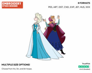 Anna, Elsa Arguing - Disney's Frozen - Embroidery Design in 3 sizes & 8 formats