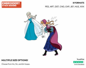Elsa Strikes Anna - Disney's Frozen - Embroidery Design in 3 sizes & 8 formats