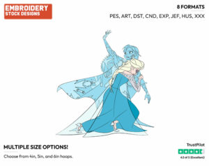 Elsa, Frozen Anna - Disney's Frozen - Embroidery Design in 3 sizes & 8 formats