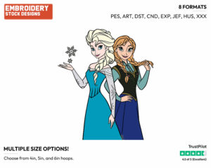 Anna, Elsa - Disney's Frozen - Embroidery Design in 3 sizes & 8 formats