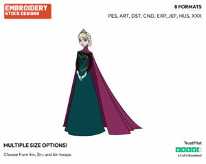 Queen Elsa Posing Regally - Disney's Frozen - Embroidery Design in 3 sizes & 8 formats