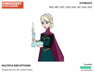 Elsa Turning Objects To Ice - Disney's Frozen - Embroidery Design in 3 sizes & 8 formats