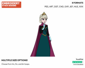 Queen Elsa Looking Determined - Disney's Frozen - Embroidery Design in 3 sizes & 8 formats