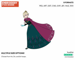 Elsa Running Away - Disney's Frozen - Embroidery Design in 3 sizes & 8 formats