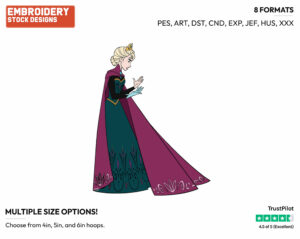 Queen Elsa Looking Down At Hands - Disney's Frozen - Embroidery Design in 3 sizes & 8 formats
