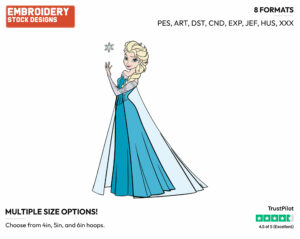 Elsa - Disney's Frozen - Embroidery Design in 3 sizes & 8 formats