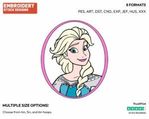Elsa Portrait - Disney's Frozen - Embroidery Design in 3 sizes & 8 formats